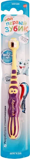 Детская зубная щетка Aquafresh Мой первый зубик, мягкая, розовая - фото 2