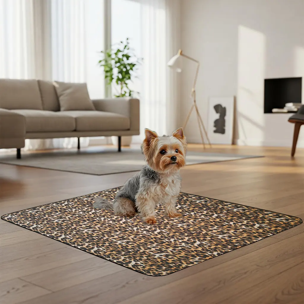 Багаторазова підстилка Giselle  70х105 см пелюшка для собак, суперпоглинаюча, непромокаюча, антизапах леопардовий 5004029 - фото 3