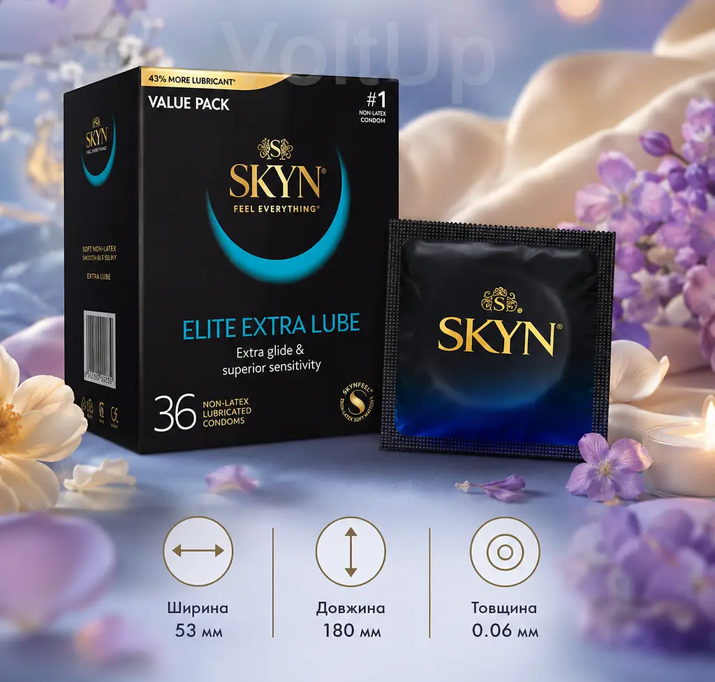 Презервативи Skyn Extra Lube безлатексні 36 шт — гладкі поліізопренові презервативи 53 мм з рясною змазкою - фото 2