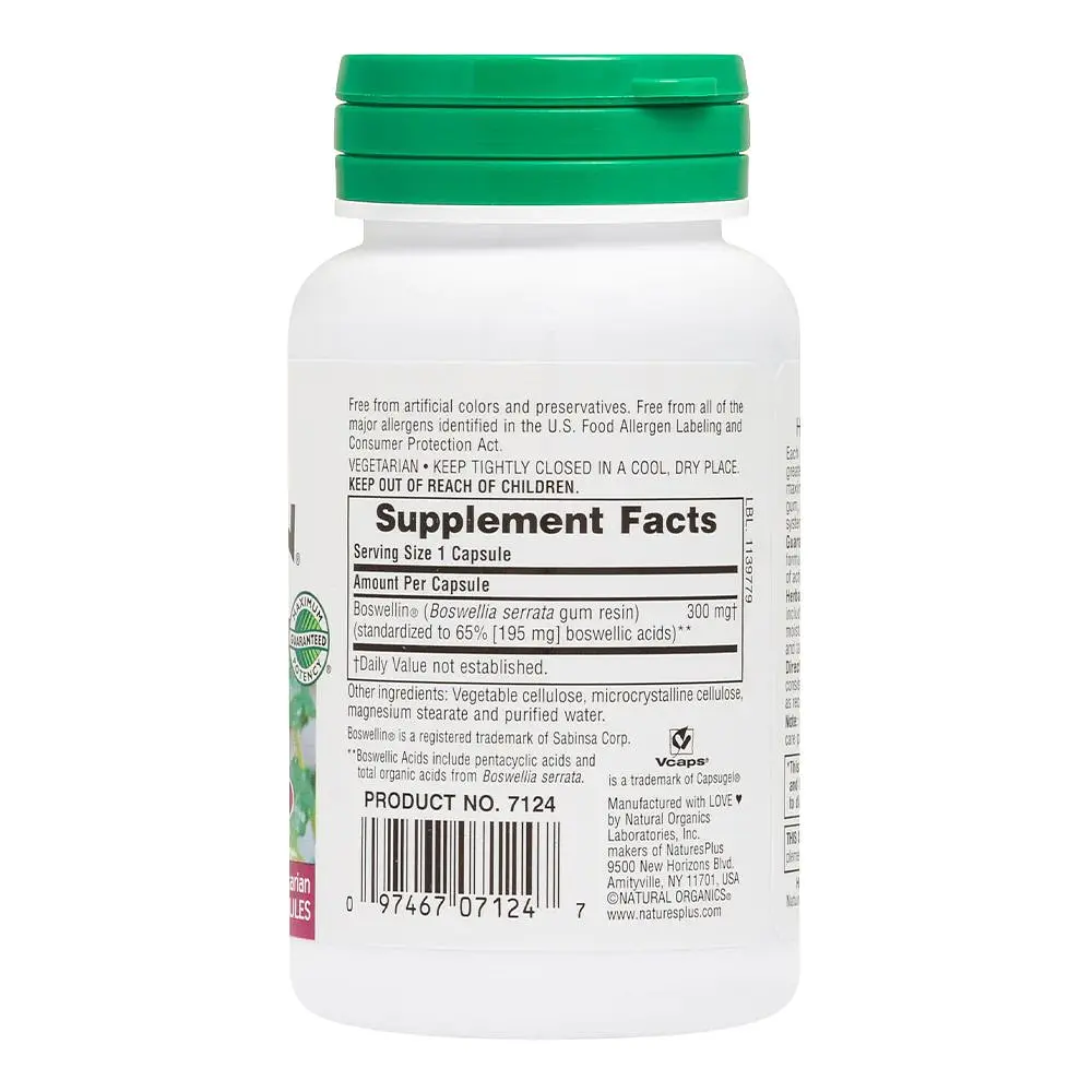 Натуральная добавка NaturesPlus Herbal Actives Boswellin 300 mg 60 вегакапсул - фото 2