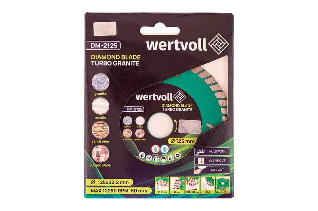 Диск отрезной алмазный MasterTool по бетону гранита Wertvoll 125мм Turbo Granite - фото 2