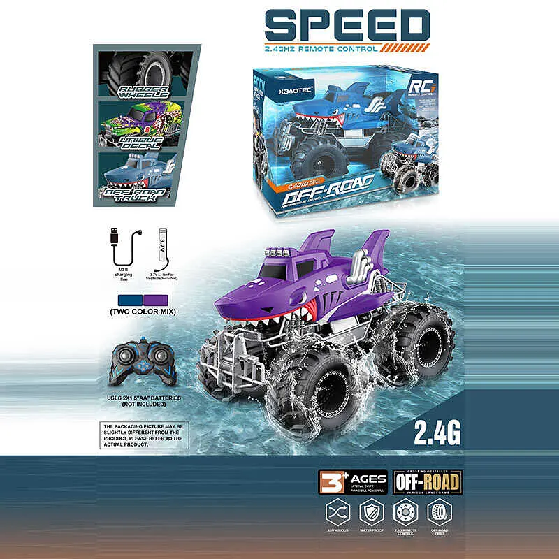 Машина на р/к XB 1256 акумулятор. 3.7 V, USB кабель, пульт 2.4G, масштаб 1:16, водонепроникна, в коробці (6974242084330) Синій