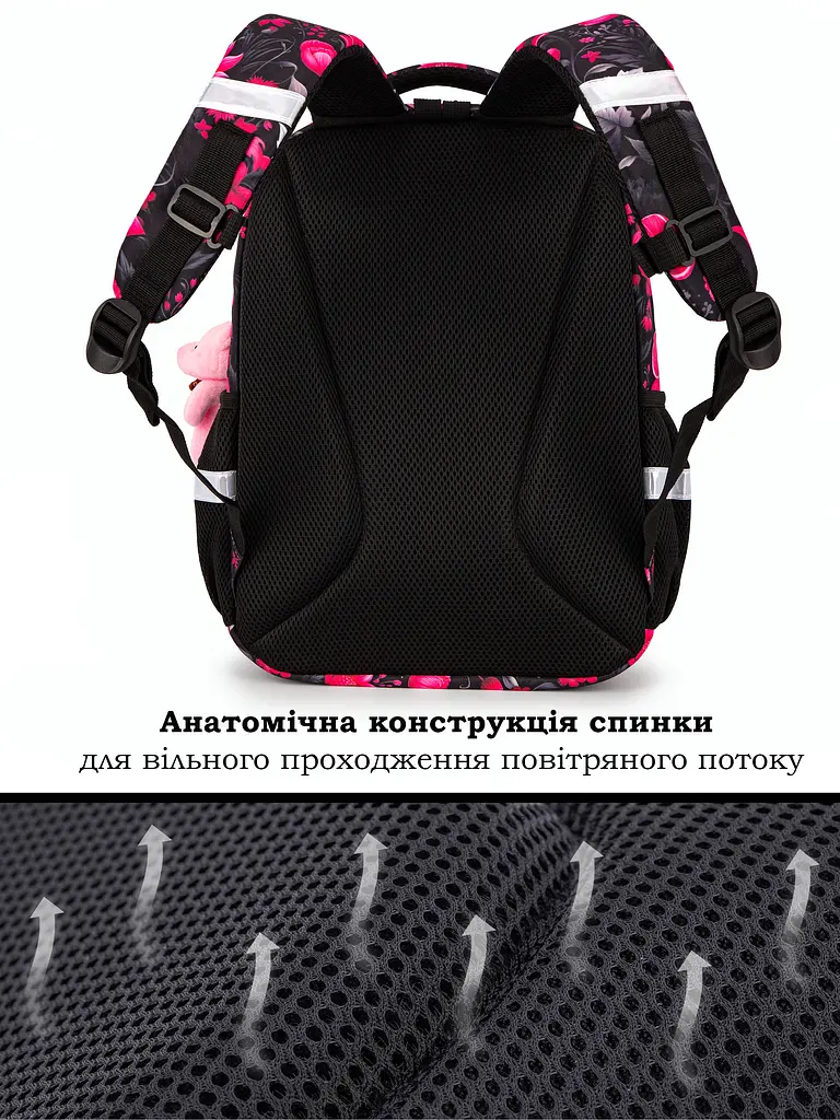 Школьный рюкзак с ортопедической спинкой School Standard для девочки 475 гр 17,5 литров Серый с розовым - фото 5