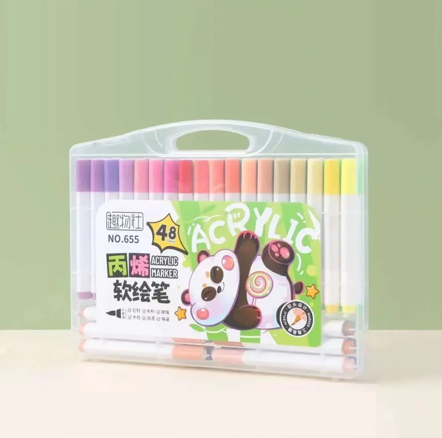 Маркери акрилові пігментні Water Color Pen 48 шт Фломастери художні для малювання з кейсом  - фото 3