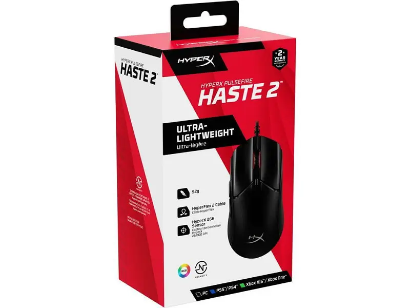Миша HyperX Pulsefire Haste 2 Black (6N0A7AA) - фото 8