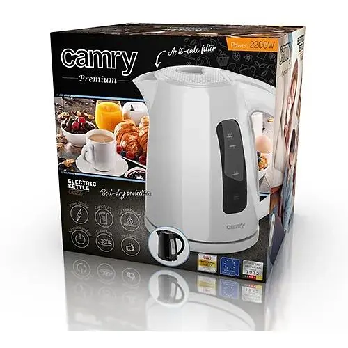 Электрический чайник Camry CR 1255 с индикатором уровня воды 1.7 л белый - фото 6