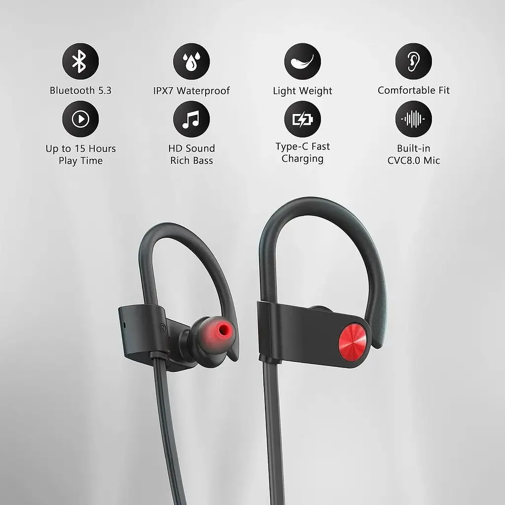 Бездротові навушники Jrwaro Bluetooth 5.3 водонепроникні - фото 2