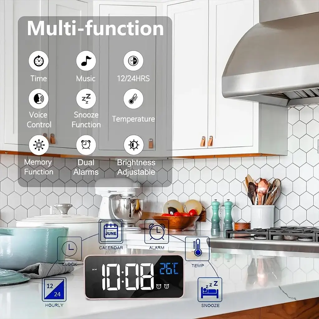 Будильник Latec цифровий з великим світлодіодним дисплеєм температури, годинник з 10 звуками - фото 5