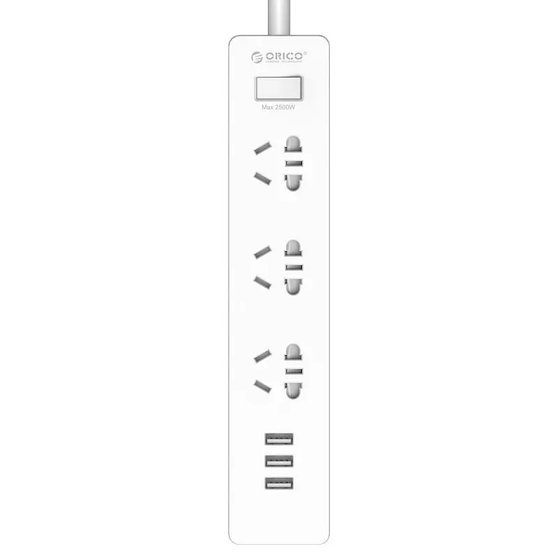 Продовжувач Orico Power Strip Orico-XCS-3A3U (3 х розетки 3 х USB) білий 1.5 м - фото 2