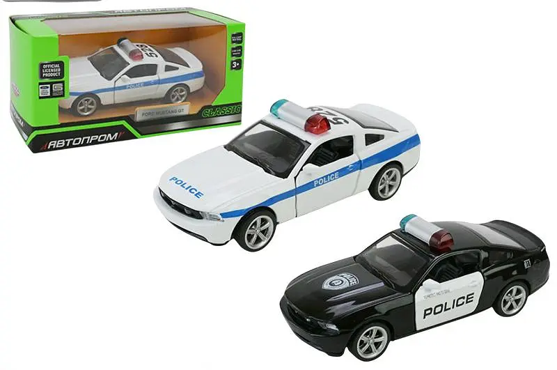 Іграшкова поліцейська машина легкова Ford Mustang GT 1:43 Автопром металева 4372, 2 кольори, в коробці. 14,5x6,5x7см