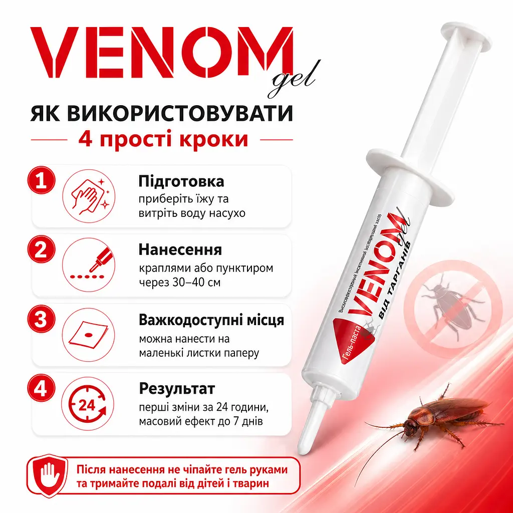 Гель від тарганів Venom 4 шт. по 35 грам 100% гарантія результату - фото 5