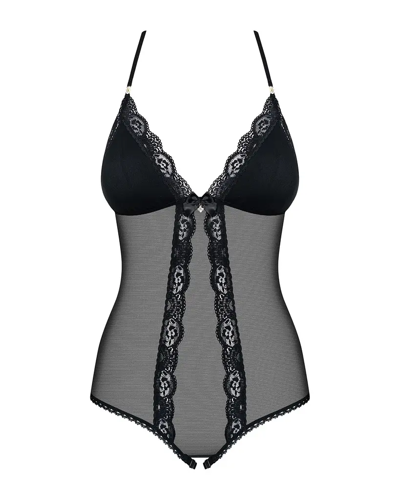 Сітчастий боді з відкритими сідницями Obsessive 841-TED-1 teddy S/M, чорний - фото 5