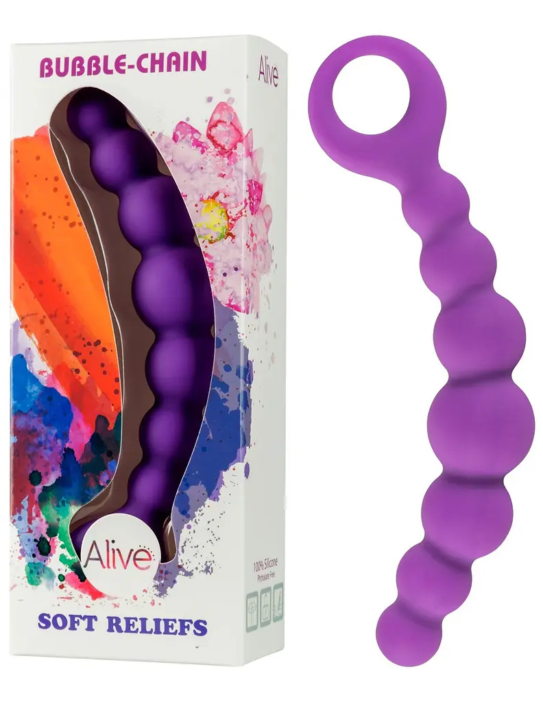 Анальний стимулятор Alive Bubble Chain, 21х3 см, фіолетовий - фото 2