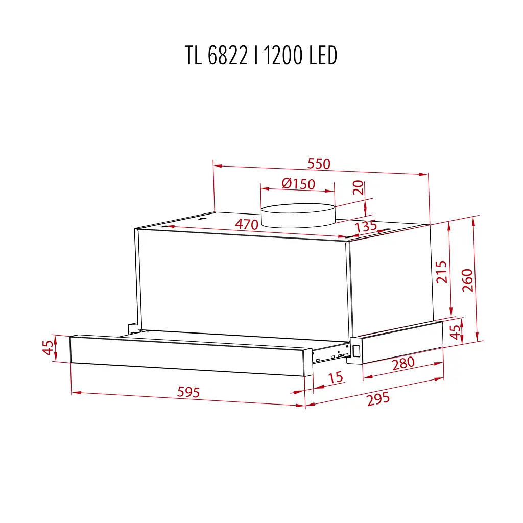 Витяжка телескопічна PERFELLI TL 6822 I 1200 LED - фото 12