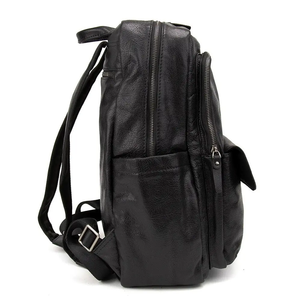 Чоловічий шкіряний рюкзак чорний Tiding Bag 2086A чорний - фото 4