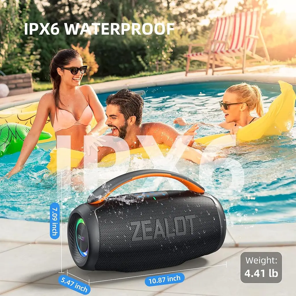 Бездротова стереоколонка ZEALOT P11 з Bluetooth, пікова потужність 80 Вт, надлегкий портативний дизайн, водонепроникність - фото 5