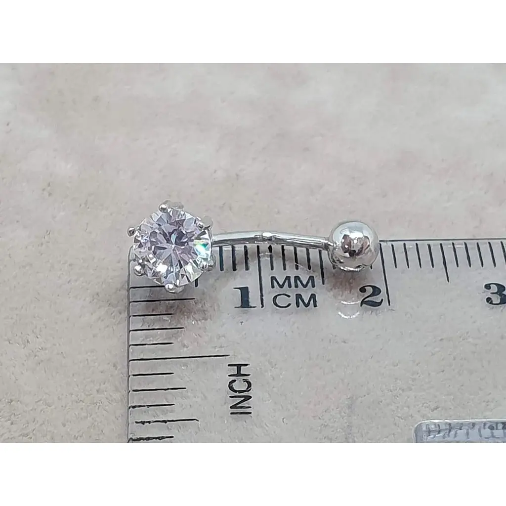 Срібна сережка для пірсингу пупка Umax з фіанітом. 7032U - фото 3