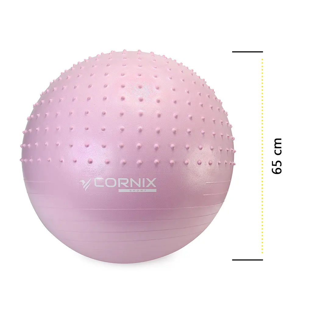 М'яч для фітнесу (фітбол) Cornix 65 см напівмасажний Anti-Burst Light Pink XR-0481 - фото 5
