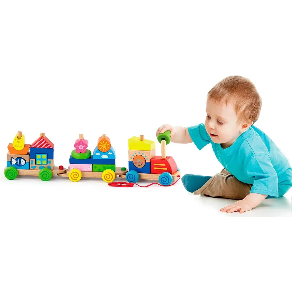 Деревянная каталка Viga Toys Поезд из блоков (50089) - фото 2