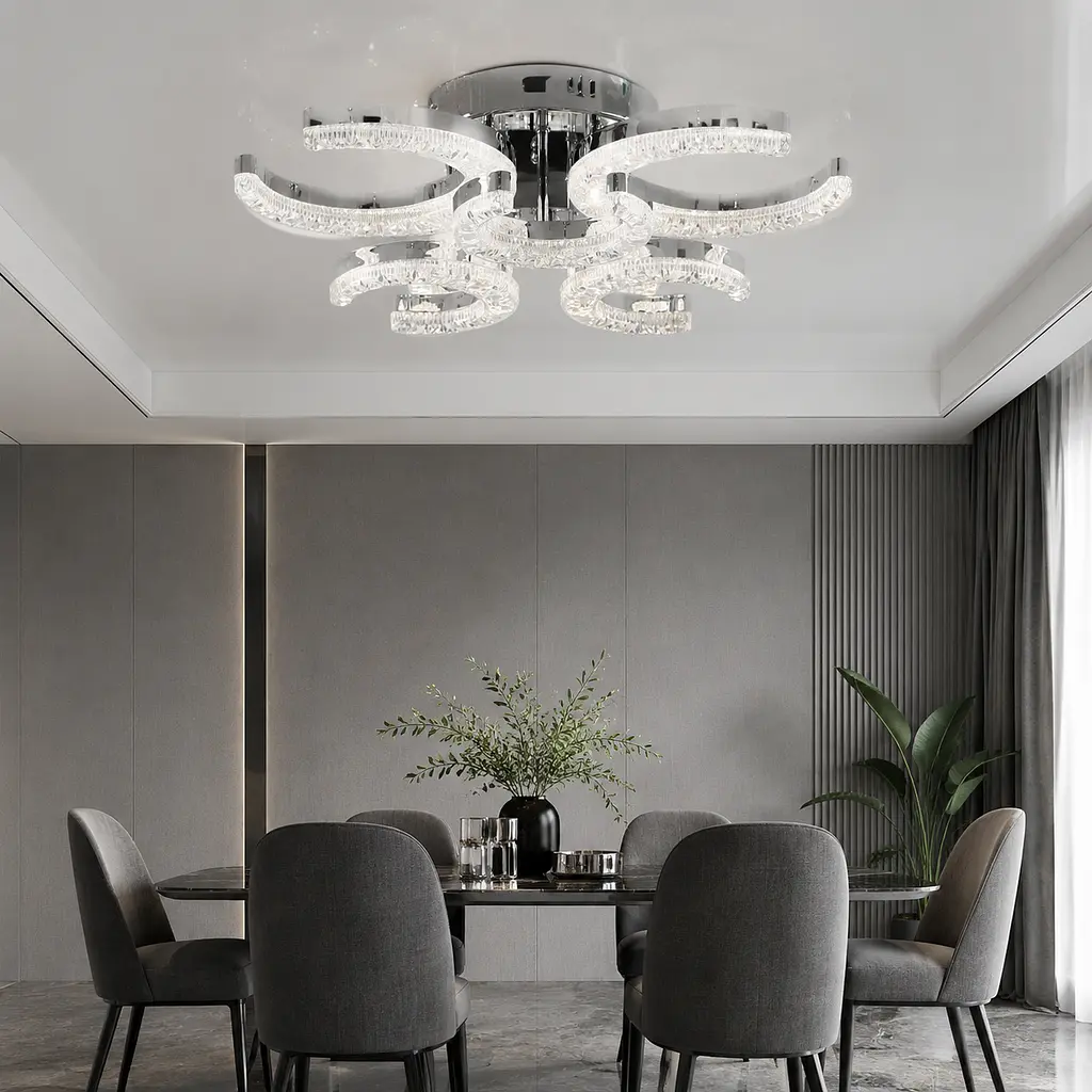 Світлодіодна люстра Splendid Ray L1654/3+3 LED (CH), білий, хром, 96 Вт, від 8-16 м²