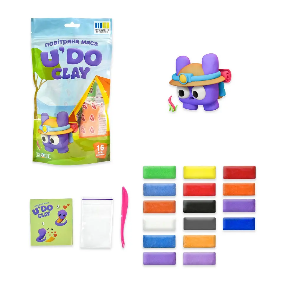 Набор для творчества "Воздушная масса U'DO Clay" Strateg 30879, 16 штук - фото 2
