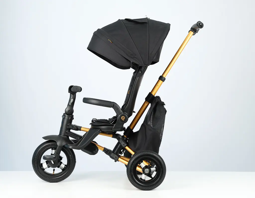 Велосипед складаний триколісний дитячий Qplay Nova Pro з надувними колесами Gold Matt - Black (S800NovaProGoldBlack) - фото 4