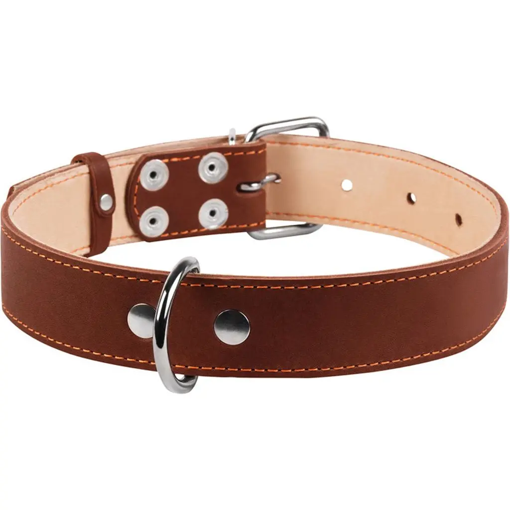 Нашийник подвійний Collar, шкіра, 48-63х3,5 см, коричневий - фото 2