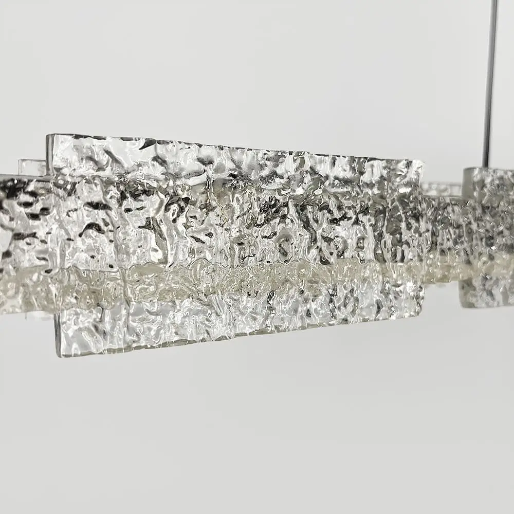 Подвесная удлиненная люстра с пластинами в виде прозрачных льдин 100 см Line F | Ст. MJ371-L1000 BK - фото 4