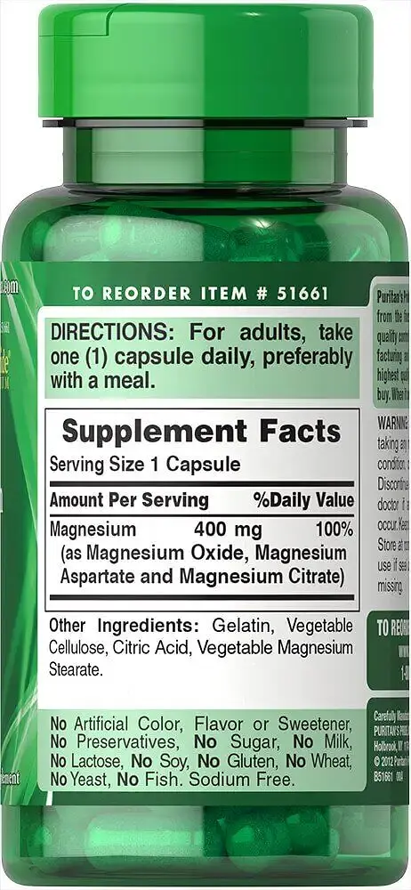 Піколінат хрому Puritan's Pride Triple magnesium complex 400 мг 60 капсул - фото 2