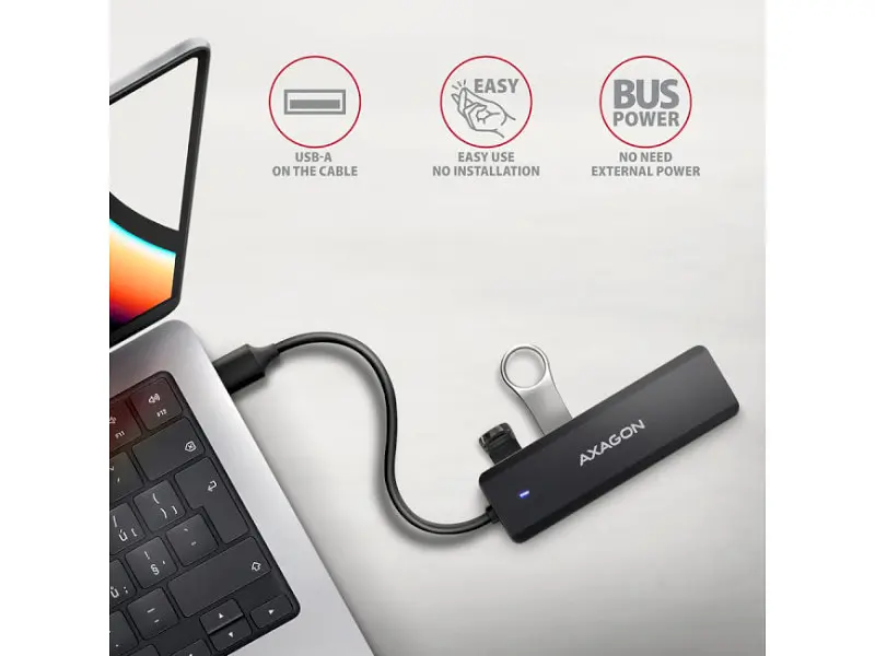 Мультипортовий адаптер AXAGON Travel USB-A Black (HUE-C1A) - фото 4