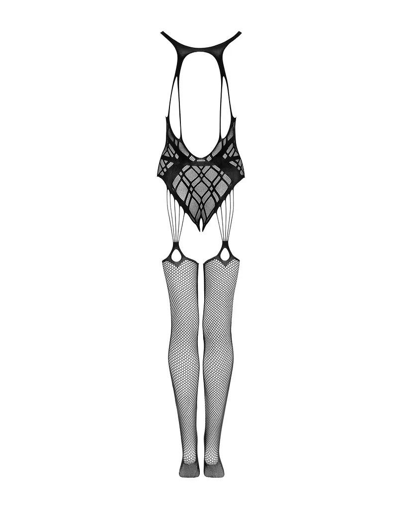 Бодістокінг Obsessive Bodystocking G324 S/M/L black, силуетний малюнок - фото 6