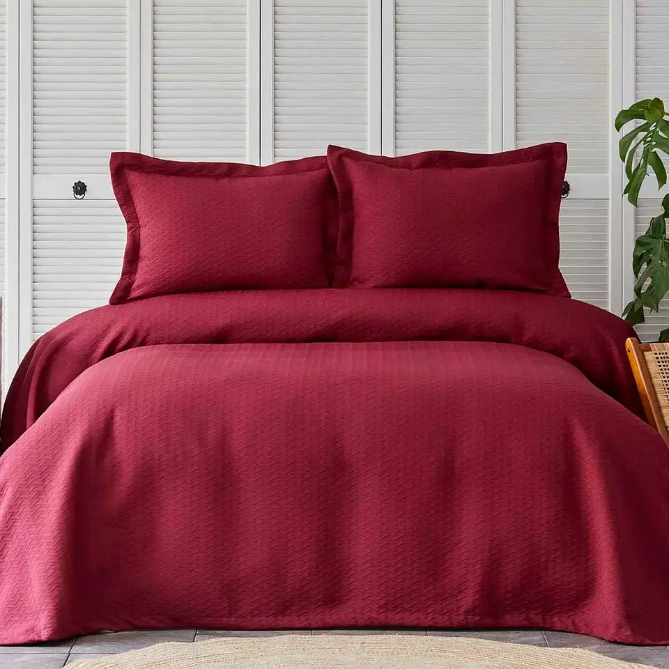 Покривало з наволочкой Karaca Home - Charm bold bordo бордовий 160x240 полуторний - фото 2