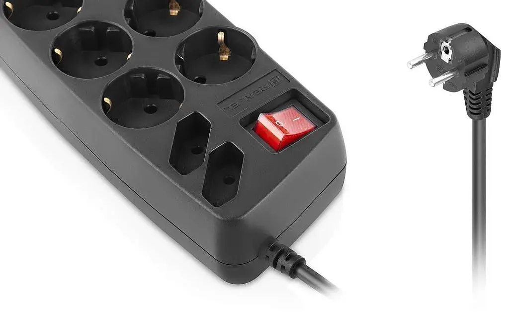 Мережевий фільтр Real-EL RS-10 Protect 10 розеток 1.8 м Black, 10А, до 2.3 кВт, виключатель, заземление (EL122300038) - фото 2