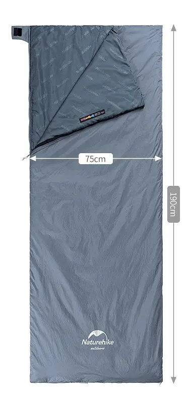 Спальник Naturehike Summer LW180 (NH21MSD09) +15°C - левый - 190см - серо-синий - фото 2