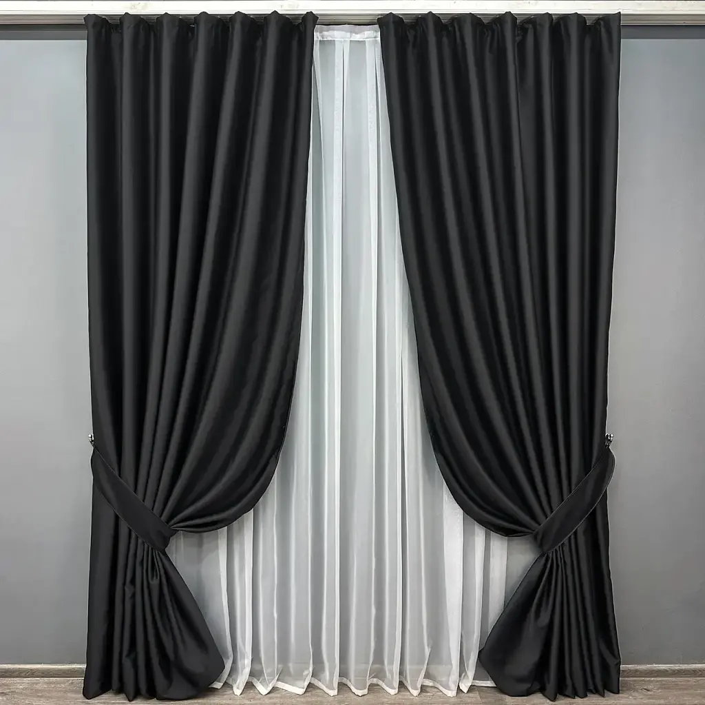 Комплект штор VR-Textil Midnight блекаут 2 шт 150x290 см чорний (1165ш) - фото 2