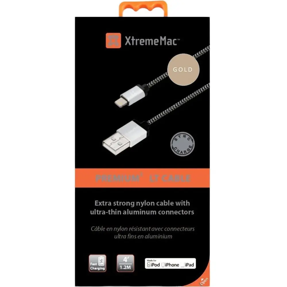 Кабель USB-A to Lightning XtremeMac Nylon Cable Gold 1.2 м (XCL-PRC-93) - фото 3