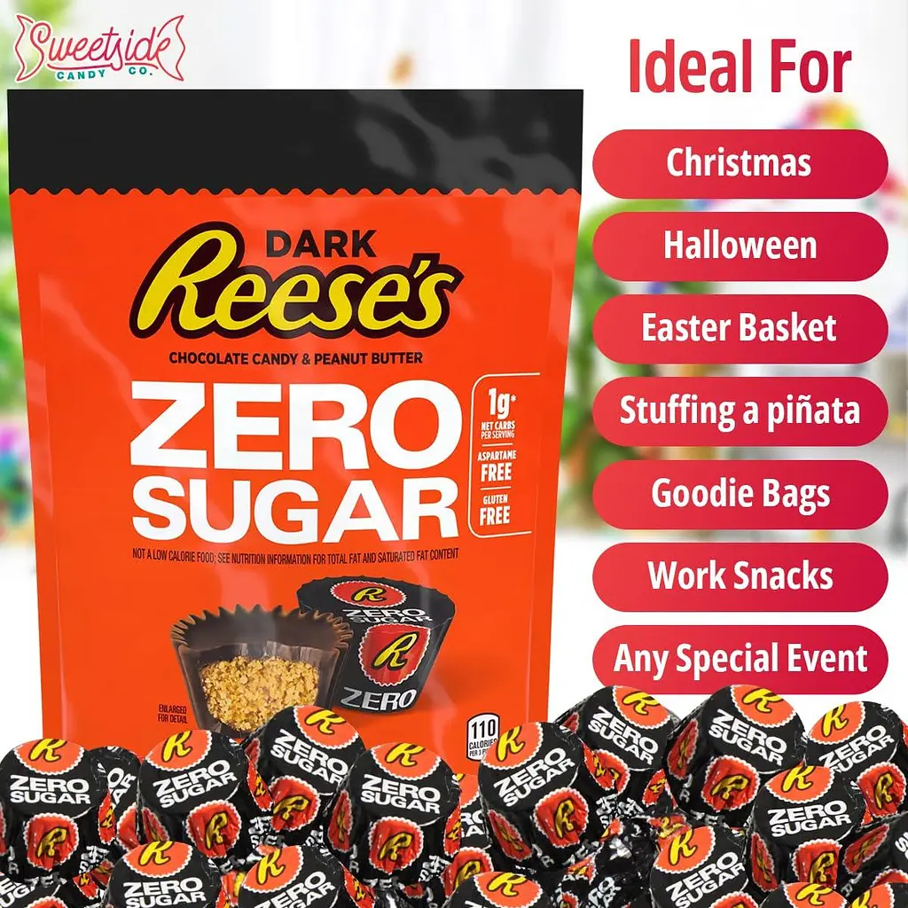 Шоколадні цукерки Reese's Peanut Butter Cups Dark Chocolate Zero Sugar 144г - фото 4