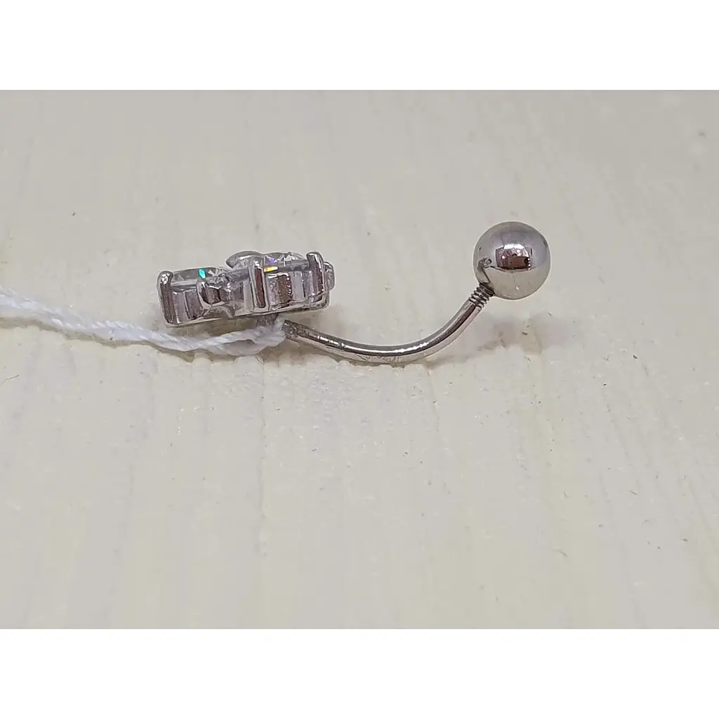 Срібна сережка для пірсингу пупка Ірій з фіанітами. 6001 - фото 3