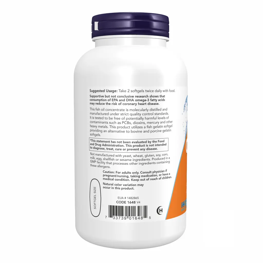 Омега-3 Now Foods 1000 мг 180/120 Fish Gelatin 200 sgels - фото 3