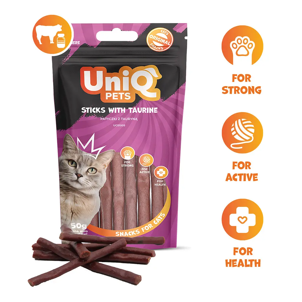 Ласощі для котів Uniq PETS CAT SNACKS MIMI яловичі палички з таурином, 50 г - фото 2