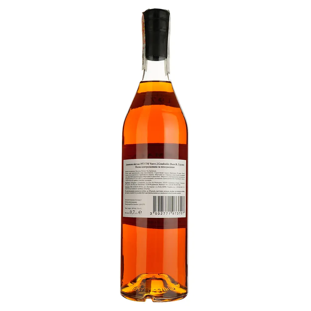 Арманьяк Veuve J. Goudoulin Bas Armagnac 1973 40% 0.7 л в подарочной коробке - фото 3
