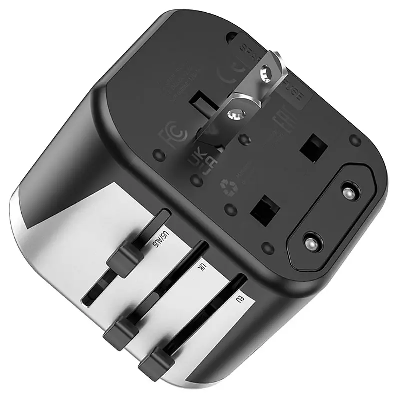 Мережевий універсальний перехідник AC5 Level 2USB+Socket Black Hoco teh0030546 - фото 5