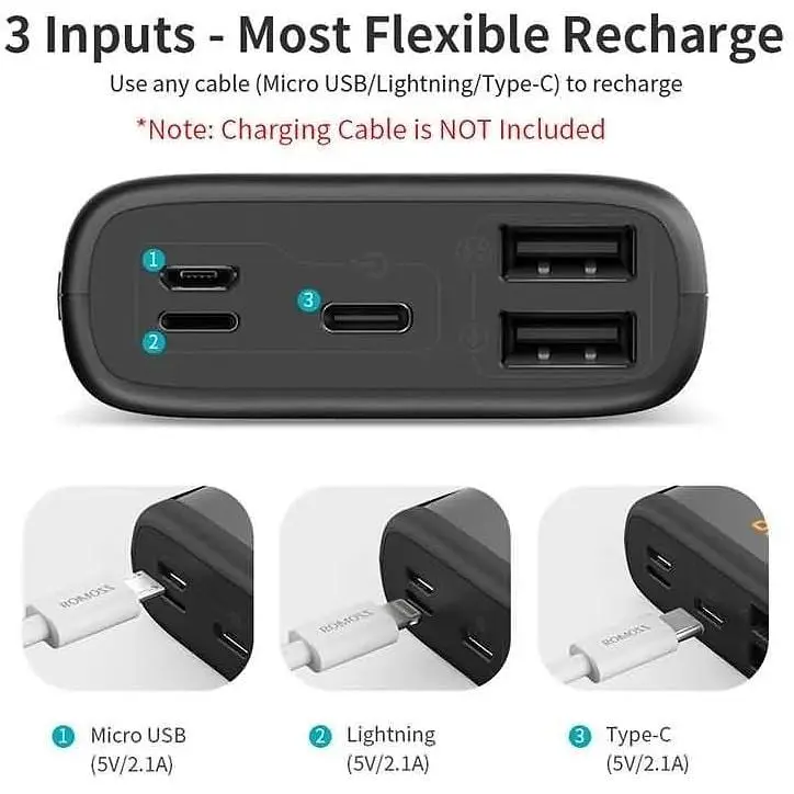 Павербанк Romoss 20000 mAh Ares20 чорний (PAS20-102-2135H)  - фото 4