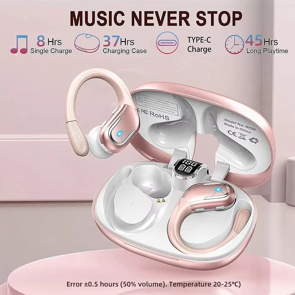 Беспроводные спортивные наушники BX28 розовый - фото 3