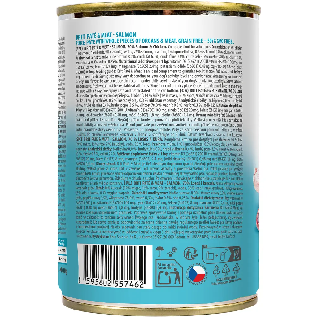 Вологий корм для собак Brit Pate & Meat Salmon лосось 400 г - фото 3