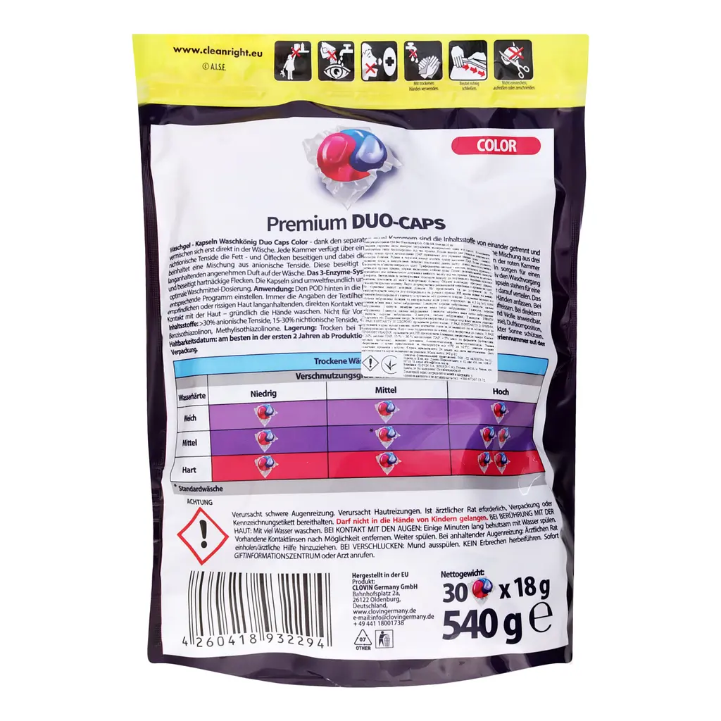 Капсули для прання Der Waschkonig Color Duo Caps 30шт. (040-9601) - фото 3