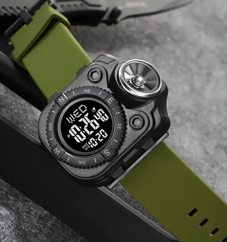 Наручний годинник з ліхтариком Skmei 2187 Army Green Black, 2187AGBK (18444) - фото 5