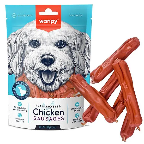 Wanpy Chicken Sausages ВАНПІ КУРЯЧІ СОСИСКИ ласощі для собак, 100 г
