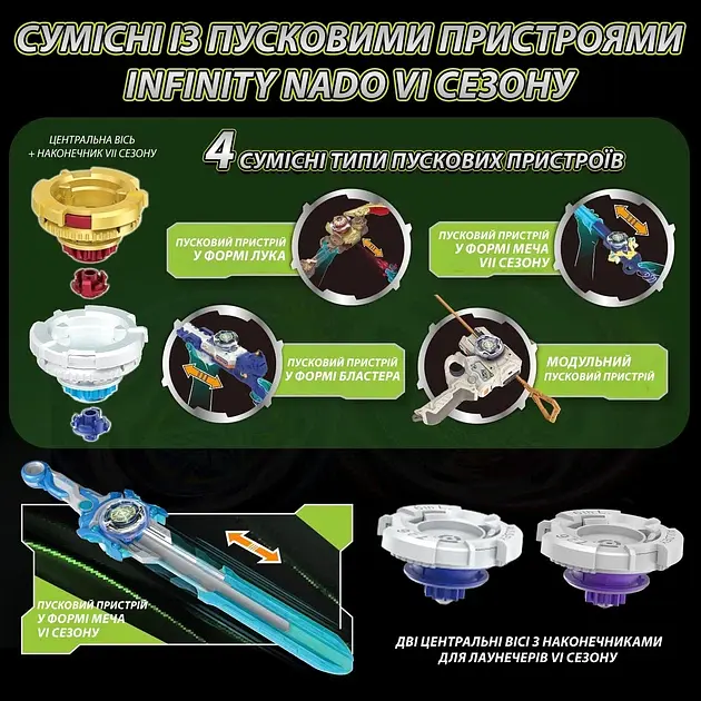 Набір Infinity Nado VII Pro Series Modular Battle Set Громовий Мисливець Тіней і Вогняне Колесо Вибуху (Thunder Shadow Hunter vs Fiery Blast Wheel) (EU664181) - фото 14