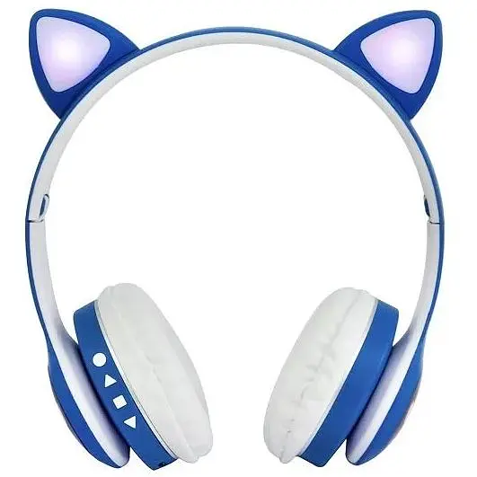 Навушники бездротові Cat Ear VZV-23M Bluetooth RGB з котячими вушками сині - фото 3